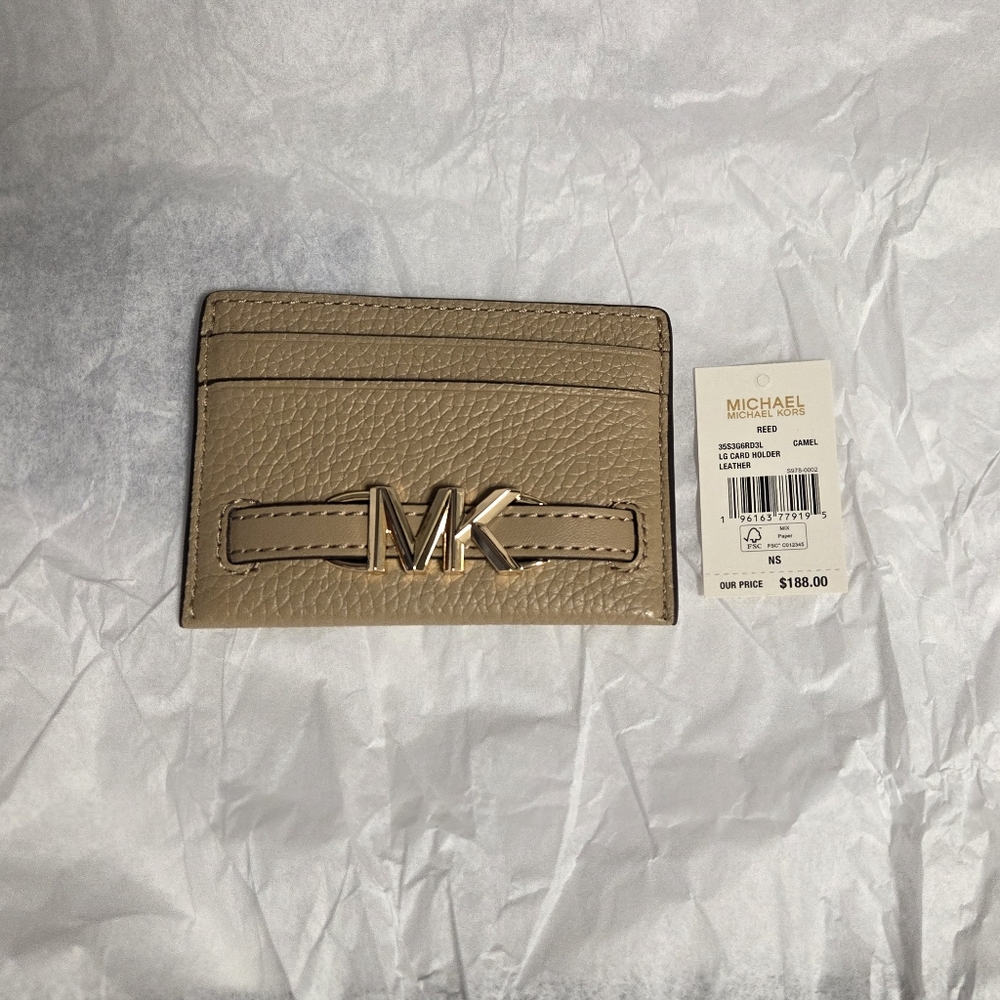 NWT Michael Kors Tan and Gold Card Holder